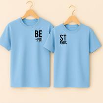 Camiseta Algodão Amizade Estampa Best Friends Metadinha Frase Completa Look Combinando Fofa Presente