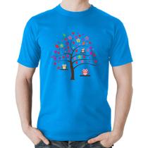 Camiseta Algodão Árvore Corujas - Foca na Moda