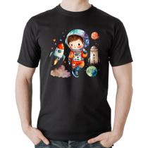 Camiseta Algodão Astronauta Criança e Foguetes - Foca na Moda