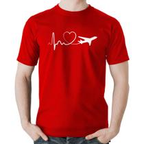 Camiseta Algodão Avião Batimentos Cardíacos Coração - Foca na Moda
