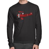 Camiseta Algodão Avião Biplano Manga Longa - Foca na Moda Camiseta Algodão Avião Biplano Manga Longa - Foca na Moda