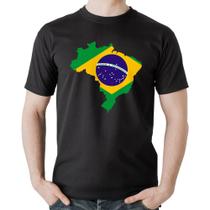 Camiseta Algodão Bandeira Brasil Mapa - Foca na Moda