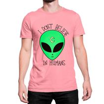 Camiseta Algodão Basica ET Ovni Lua I Don't Belive In Humans - MECCA