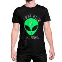 Camiseta Algodão Basica ET Ovni Lua I Don't Belive In Humans - Store Seven