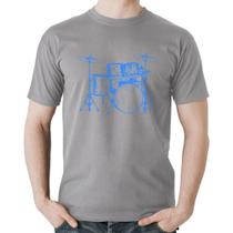 Camiseta Algodão Bateria Música (azul) - Foca na Moda