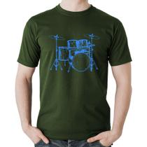 Camiseta Algodão Bateria Música (azul) - Foca na Moda