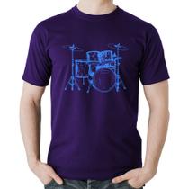 Camiseta Algodão Bateria Música (azul) - Foca na Moda