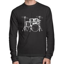 Camiseta Algodão Bateria Música Manga Longa - Foca na Moda