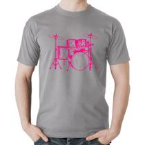 Camiseta Algodão Bateria Música (rosa) - Foca na Moda