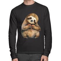 Camiseta Algodão Bicho Preguiça Coração Manga Longa - Foca na Moda Camiseta Algodão Bicho Preguiça Coração Manga Longa - Foca na Moda