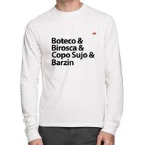 Camiseta Algodão Boteco & Birosca & Copo Sujo & Barzin Manga Longa - Foca na Moda