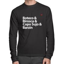 Camiseta Algodão Boteco & Birosca & Copo Sujo & Barzin Manga Longa - Foca na Moda