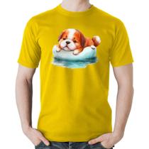 Camiseta Algodão Cachorrinho Na Piscina - Foca na Moda