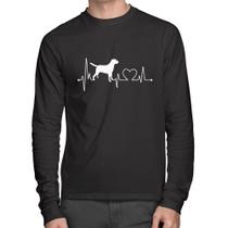 Camiseta Algodão Cachorro Batimentos Cardíacos Manga Longa - Foca na Moda
