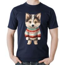 Camiseta Algodão Cachorro Husky Siberiano Natalino - Foca na Moda