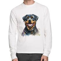 Camiseta Algodão Cachorro Rottweiler Manga Longa - Foca na Moda