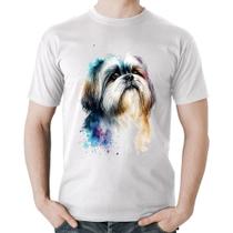 Camiseta Algodão Cachorro Shih Tzu Watercolor - Foca na Moda