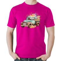 Camiseta Algodão Caminhão Vintage e Flores - Foca na Moda