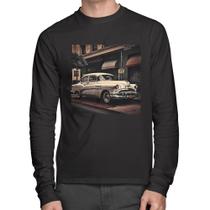 Camiseta Algodão Carro retrô branco Manga Longa - Foca na Moda Camiseta Algodão Carro retrô branco Manga Longa - Foca na Moda