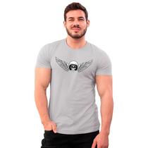 Camiseta Algodão Caveira de Capacete Com Assas Radical