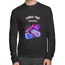 Camiseta Algodão Choose your weapon Manga Longa - Foca na Moda Camiseta Algodão Choose your weapon Manga Longa - Foca na Moda