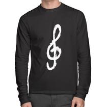 Camiseta Algodão Clave De Sol Arte Manga Longa - Foca na Moda