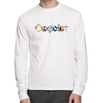 Camiseta Algodão Coexistência Pacífica Manga Longa - Foca na Moda Camiseta Algodão Coexistência Pacífica Manga Longa - Foca na Moda