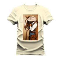 Camiseta Algodão Confortável Cavalo E Homem
