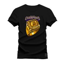 Camiseta Algodão Confortável Estampada Gola Redonda Champions Ring