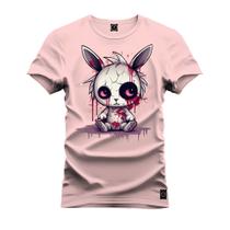 Camiseta Algodão Confortável Estampada Gola Redonda Coelinho Horror