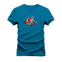 Camiseta Algodão Confortável Estampada Gola Redonda Cube Derretido