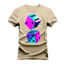 Camiseta Algodão Confortável Estampada Gola Redonda Dados CorStyle