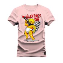 Camiseta Algodão Confortável Estampada Gola Redonda Day Valentte