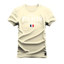 Camiseta Algodão Confortável Estampada Gola Redonda Paris White France