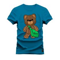 Camiseta Algodão Confortável Estampada Gola Redonda Urso Bear