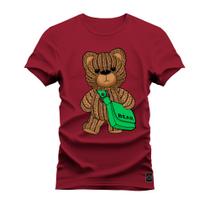 Camiseta Algodão Confortável Estampada Gola Redonda Urso Bear