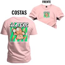 Camiseta Algodão Confortável Premium Urso Haters Frente e Costas