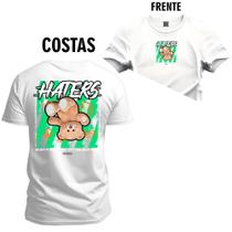 Camiseta Algodão Confortável Premium Urso Haters Frente e Costas