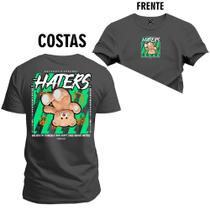 Camiseta Algodão Confortável Premium Urso Haters Frente e Costas