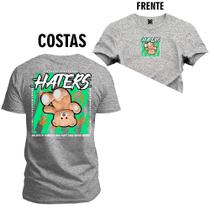 Camiseta Algodão Confortável Premium Urso Haters Frente e Costas