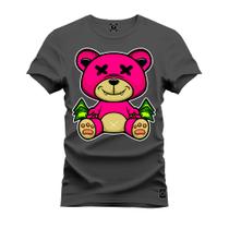 Camiseta Algodão Confortável Premium Urso Rosa X