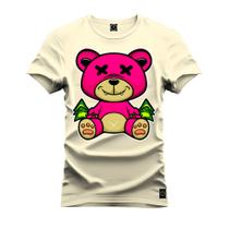 Camiseta Algodão Confortável Premium Urso Rosa X