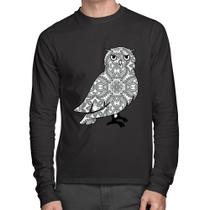 Camiseta Algodão Coruja Mandala Manga Longa - Foca na Moda Camiseta Algodão Coruja Mandala Manga Longa - Foca na Moda