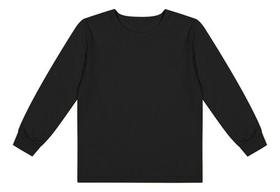 Camiseta Algodão Criança Manga Longa Preta Boca Grande - Camiseta Algodão Criança Manga Longa Preta Boca Grande -
