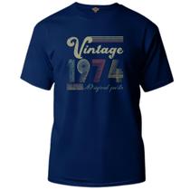 Camiseta algodão cronológica -Vintage 1974