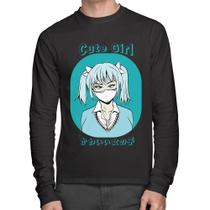 Camiseta Algodão Cute Girl Manga Longa - Foca na Moda