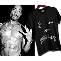 Camiseta Algodão Estampa do Tupac Shakur Thug Life Hip Hop 2pac gangsta rap