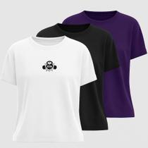 Camiseta Algodão Estampa Gym Querobel Coração Kit 3 Peças Moda Fitnes Confortavel Esportiva Treinos