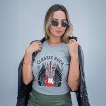Camiseta Algodão Estampada Classic Rock 040 Roqueira Moda Feminina Look Despojado Show Festival Rock