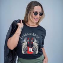 Camiseta Algodão Estampada Classic Rock 040 Roqueira Moda Feminina Look Despojado Show Festival Rock